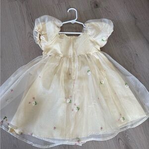 Yellow Floral Puff Sleeve Dress